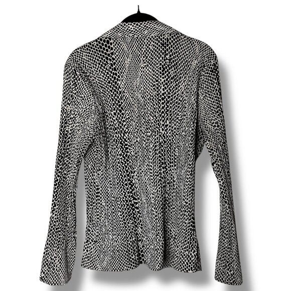 Apt. 9 Womens Button-Down Long-Sleeve Blouse Black & White Animal Print Size l - Picture 2 of 8